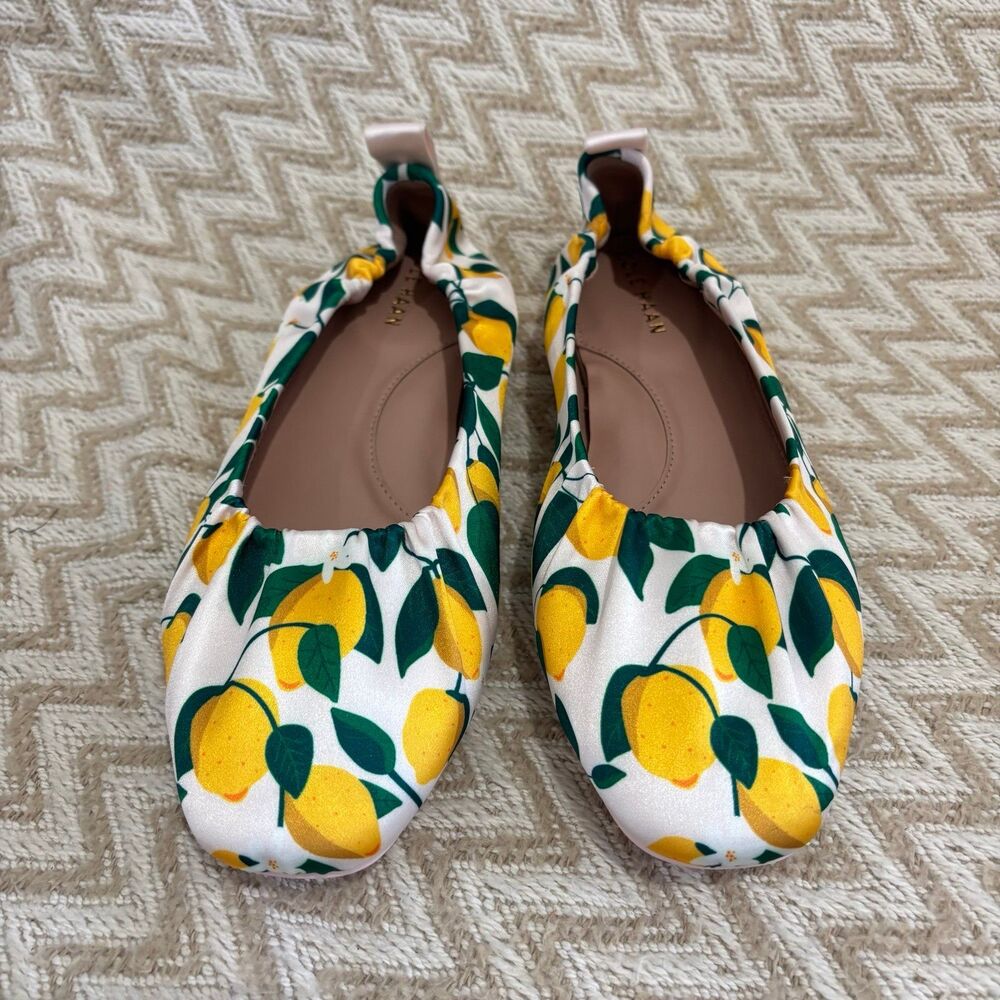 RARE Cole Haan York Soft Ballet Flats Rosewater Lemon Satin - Picture 4 of 10